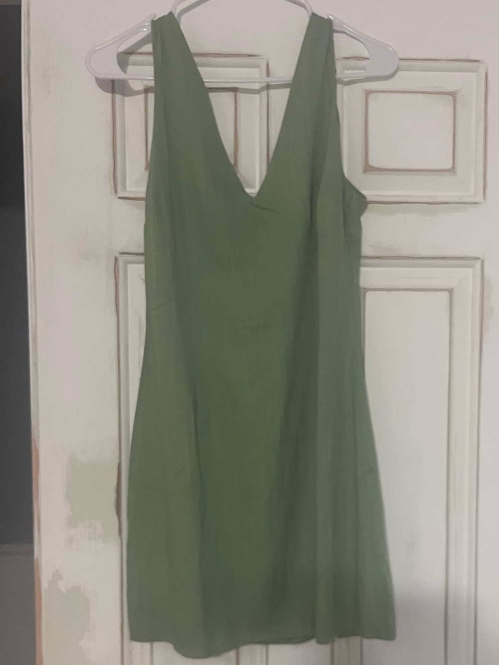 Lulu's Sage Green V-Neck Mini Slip Dress